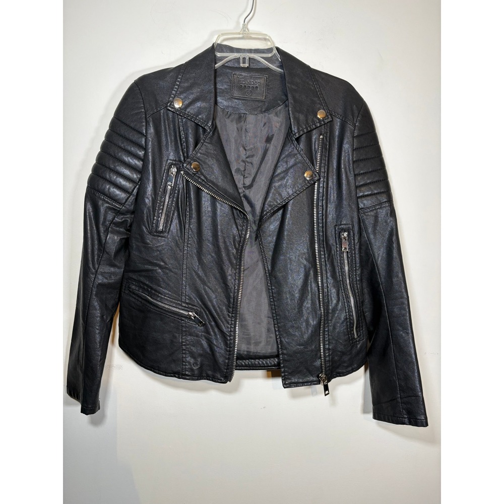 BlankNYC Faux Leather Moto Jacket Black Quilted Biker Hipster Grunge Small